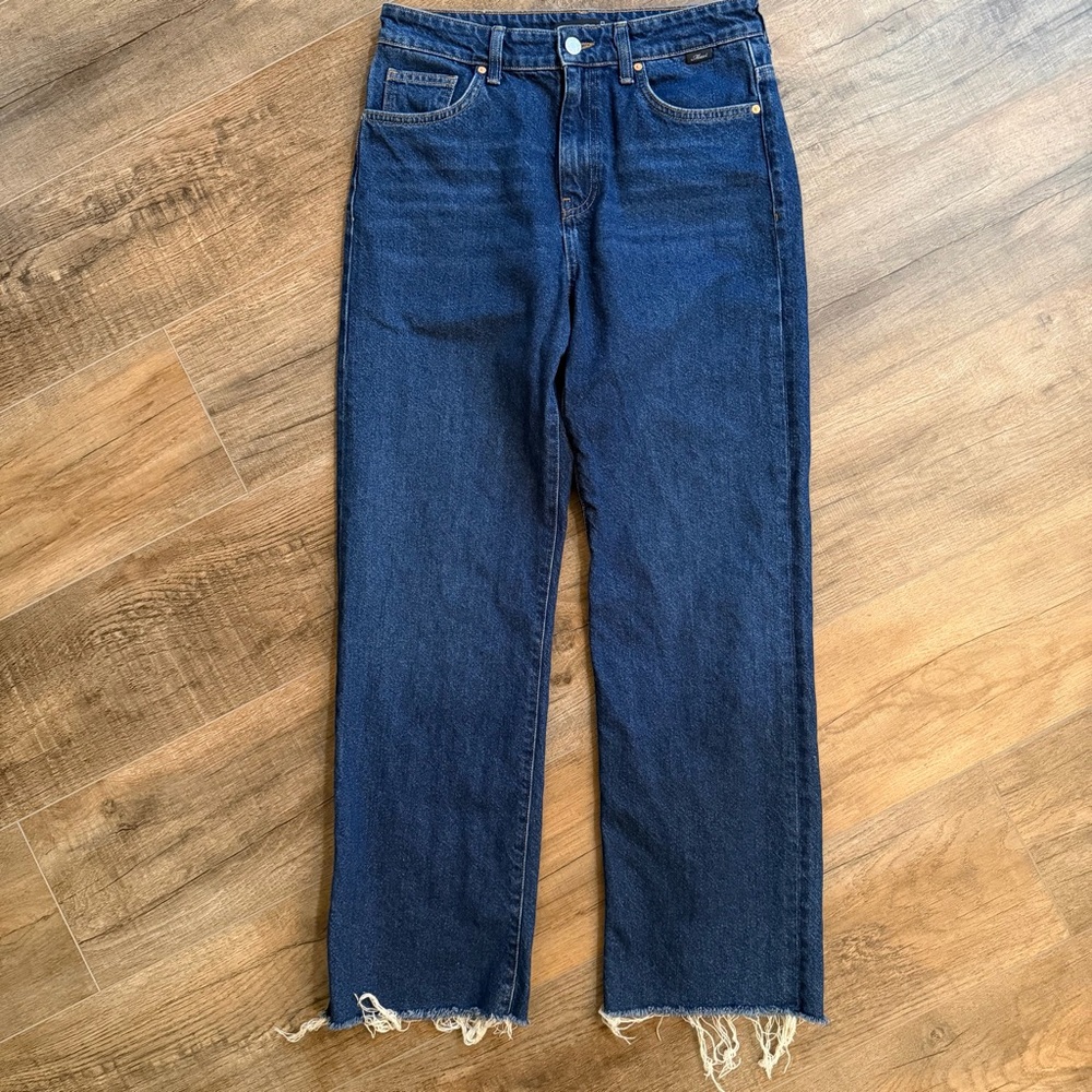 Mavi Women’s 28 / 29 Barcelona High Rise Wide‎ Leg Jeans Blue Frayed Hem Classic
